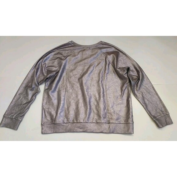NWOT + Ladies HOTTOPIC Shiny Gunmetal Silver LS Crew Neck Sweatshirt Size 2X - Picture 8 of 8